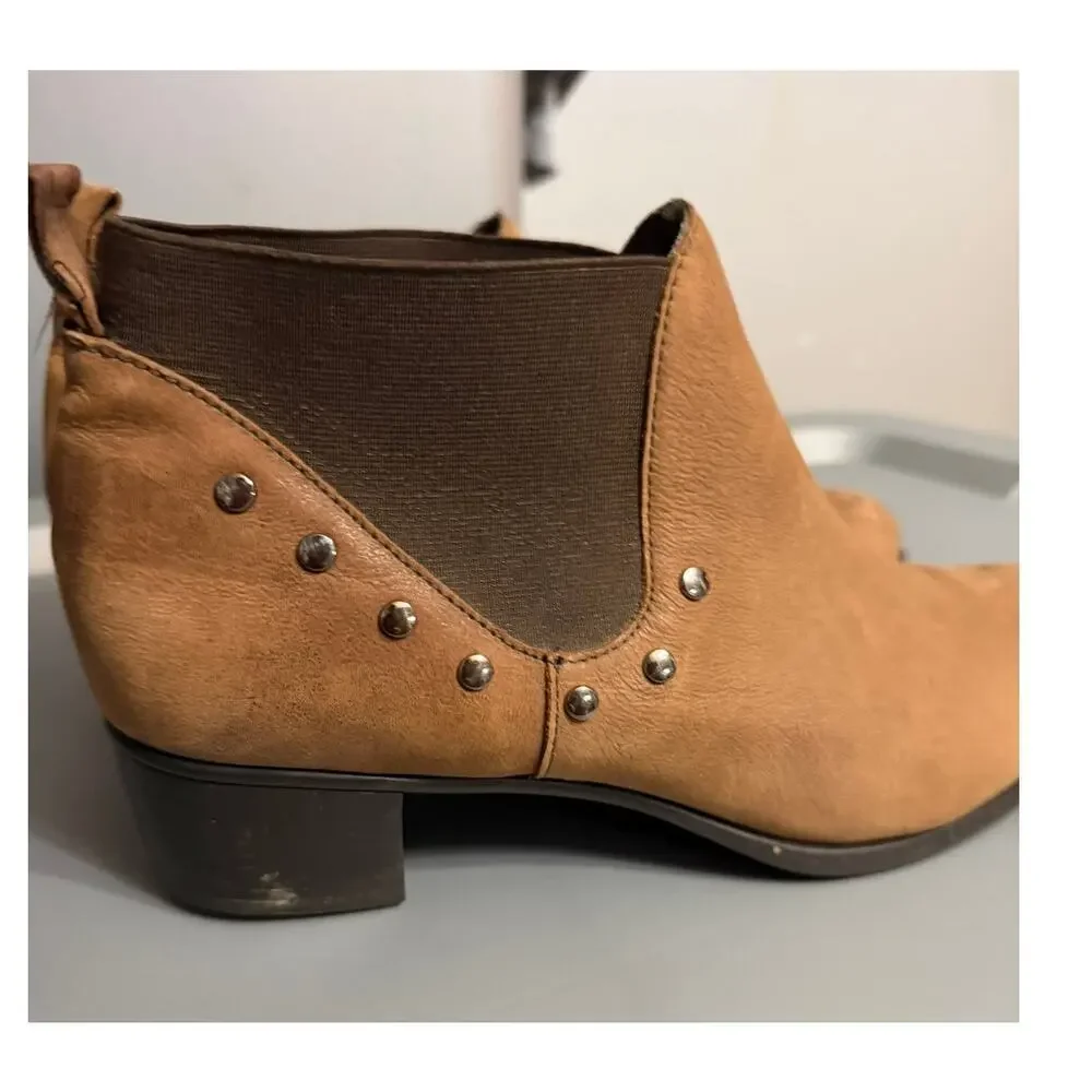 Women's Munro Austin Ankle Boots 10.5‎ Studded Brown Western Chelsea